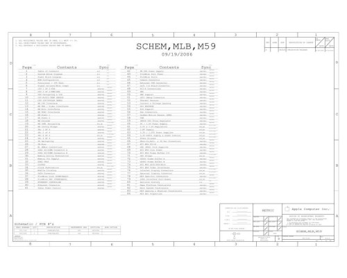 APPLE MACBOOK PRO 15.4″ A1211 SCHEMATIC – 820-2054 – SCHEM,MLB,M59